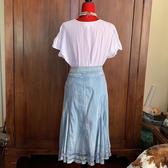Flouncy Chambray Skirt with Flutter Hem 8 - Picture 3 of 9